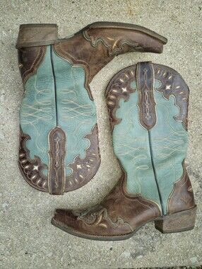 Ariat Zealous Women’s Western Boot Boots Size 9 Brown Turquoise Leather 10015347
